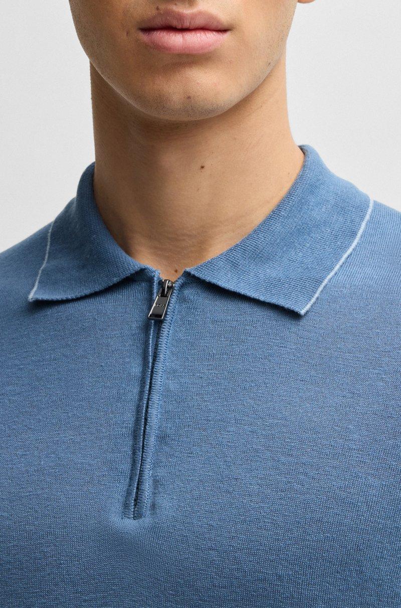 Hugo Boss Jersey En Mezcla De Lino Con Tapeta De Cremallera