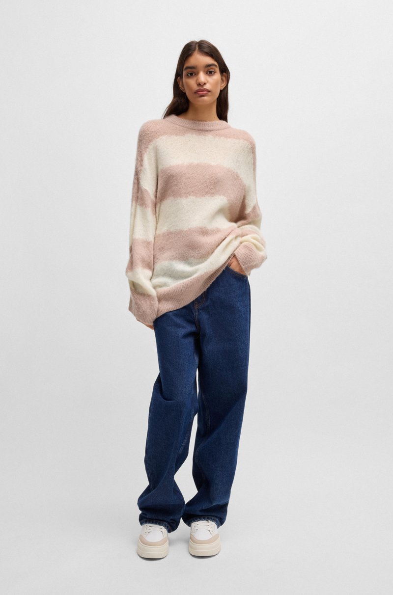 Hugo Boss Jersey Oversize Fit Con Rayas Anchas Irregulares