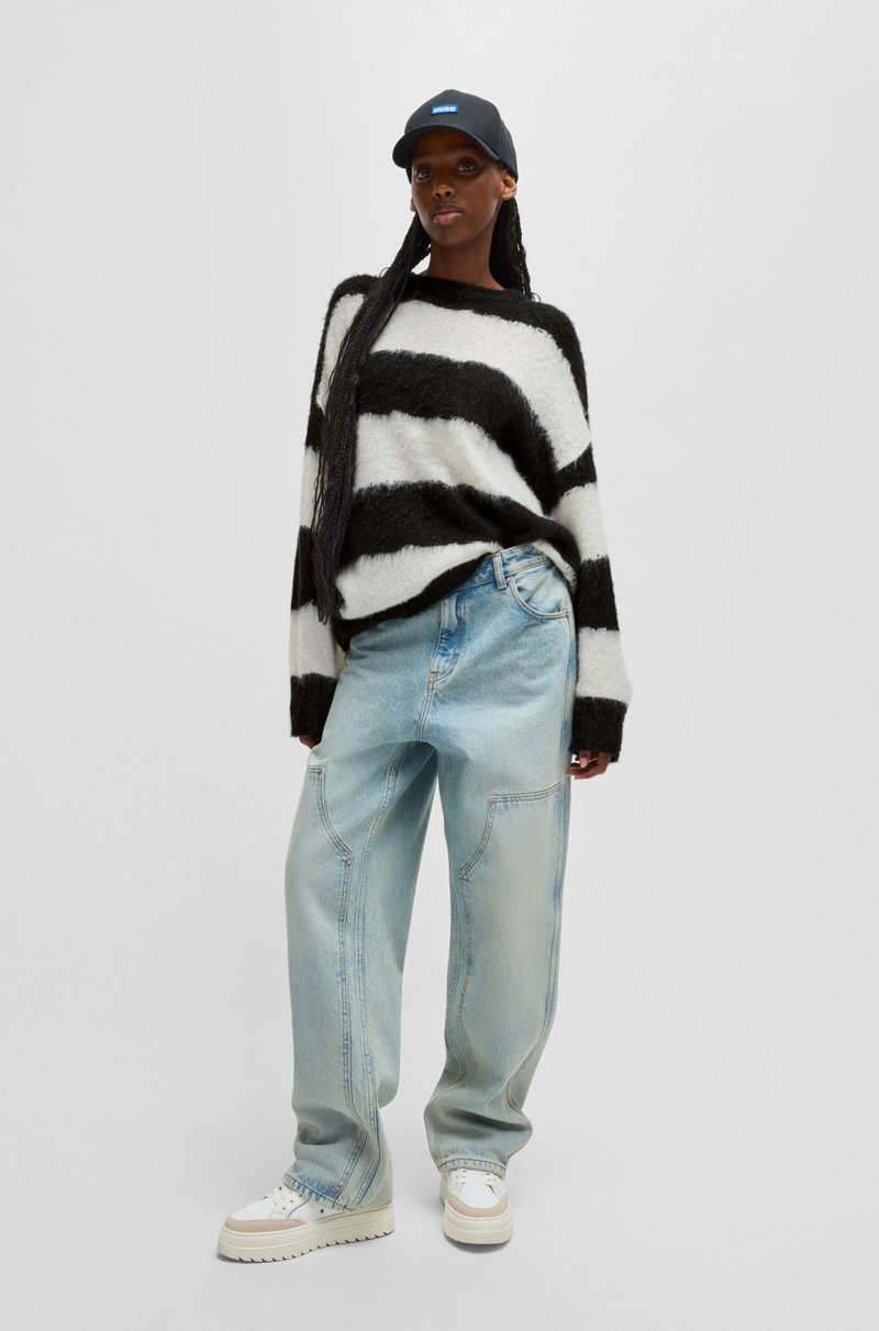 Hugo Boss Jersey Oversize Fit Con Rayas Anchas Irregulares