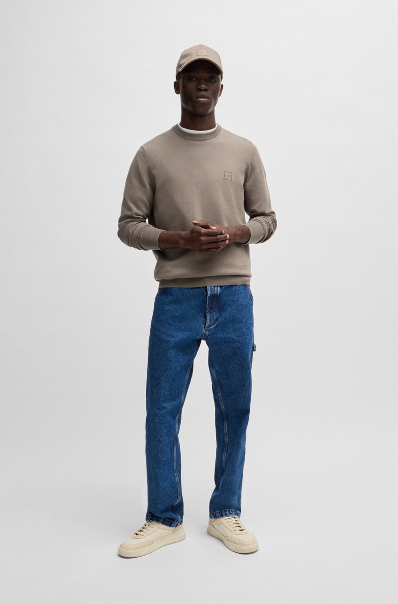 Hugo Boss Jersey Regular Fit De Algodón Y Cashmere Con Parche De Logo