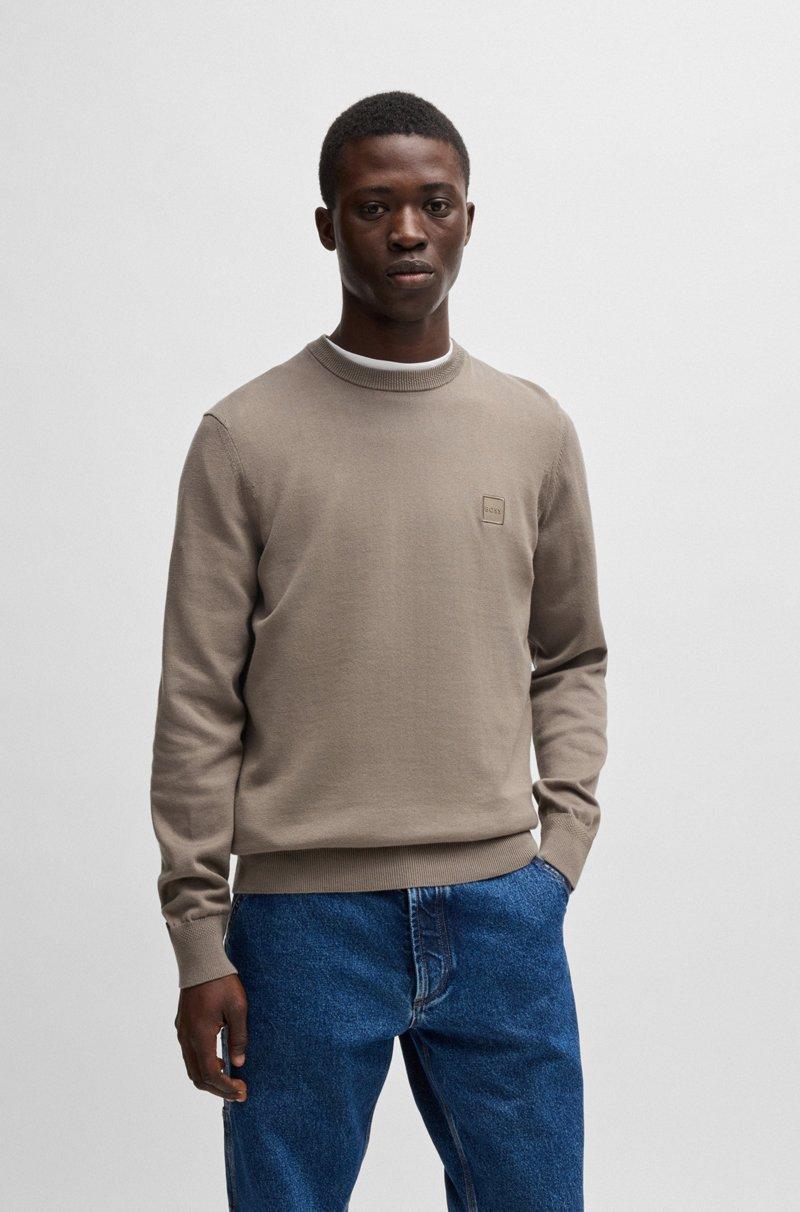 Hugo Boss Jersey regular fit de algodón y cashmere con parche de logo