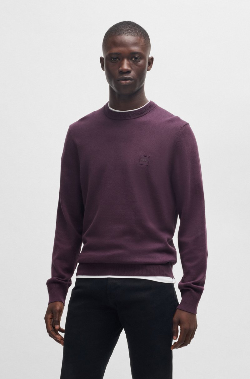 Hugo Boss Jersey regular fit de algodón y cashmere con parche de logo