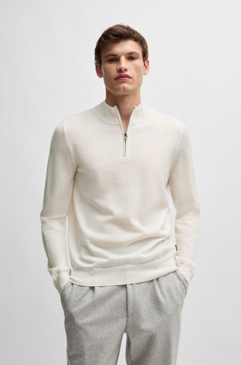 Hugo Boss Jersey regular fit de lana virgen con cremallera en el cuello
