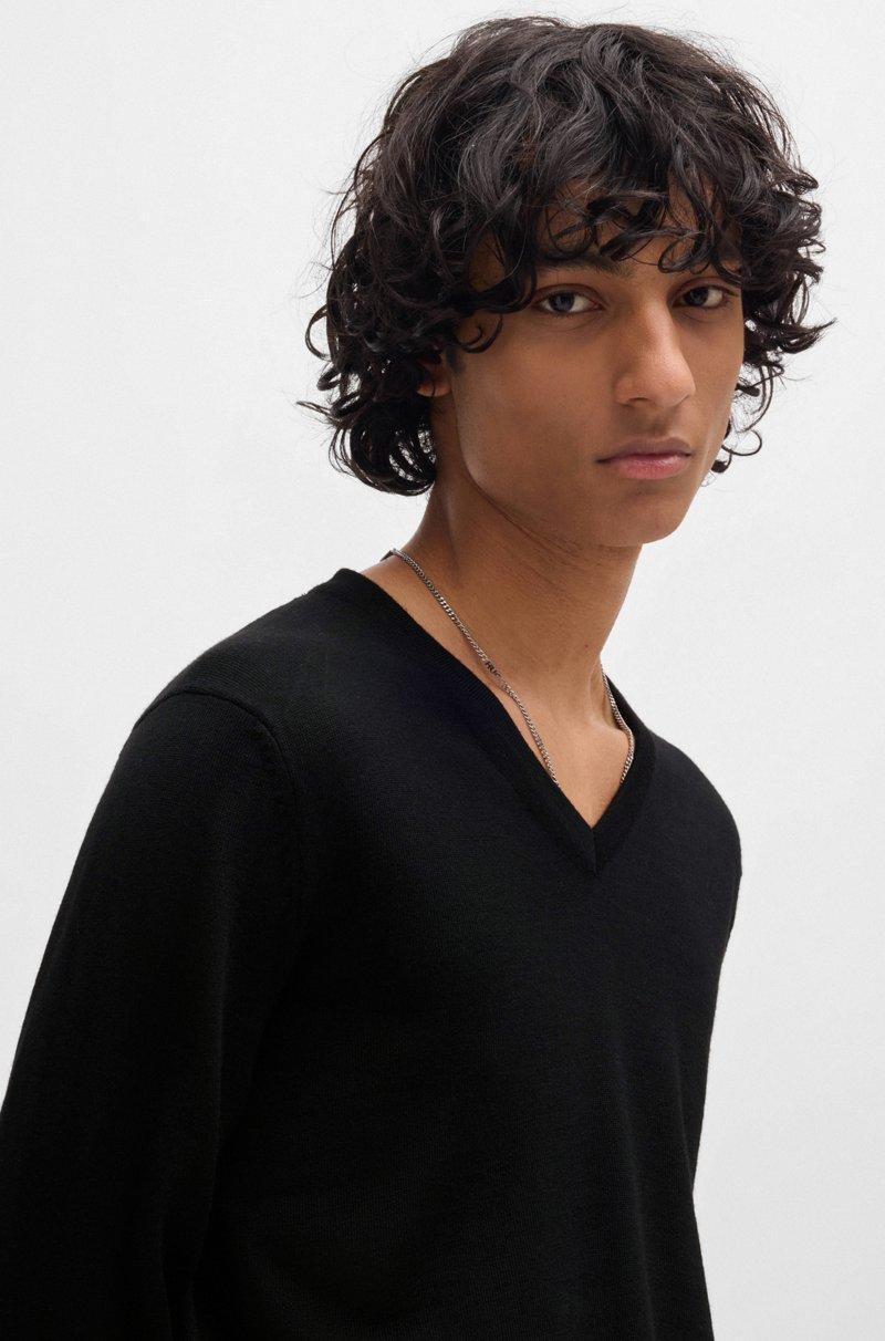 Hugo Boss Jersey Regular Fit De Lana Virgen Con Cuello En Pico