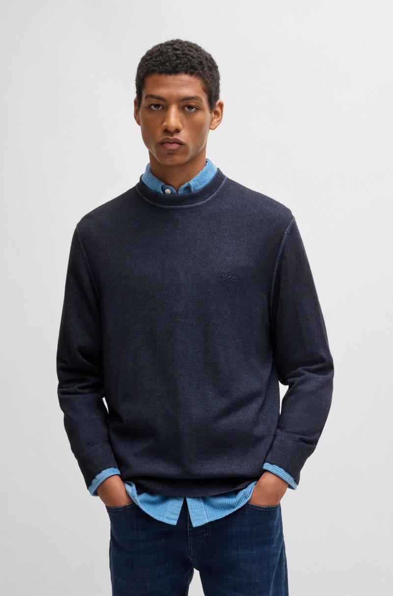 Hugo Boss Jersey regular fit de lana virgen con logo bordado
