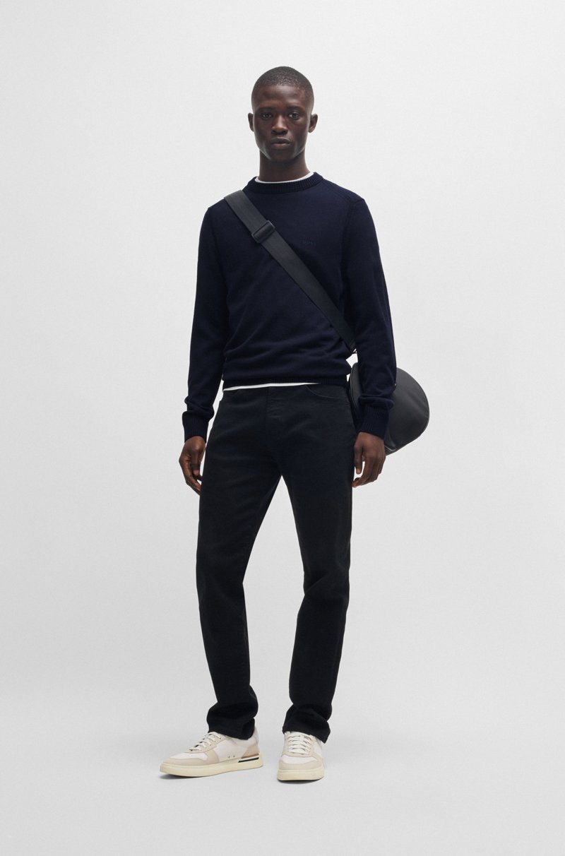 Hugo Boss Jersey Regular Fit De Mezcla De Lana Con Logo Bordado