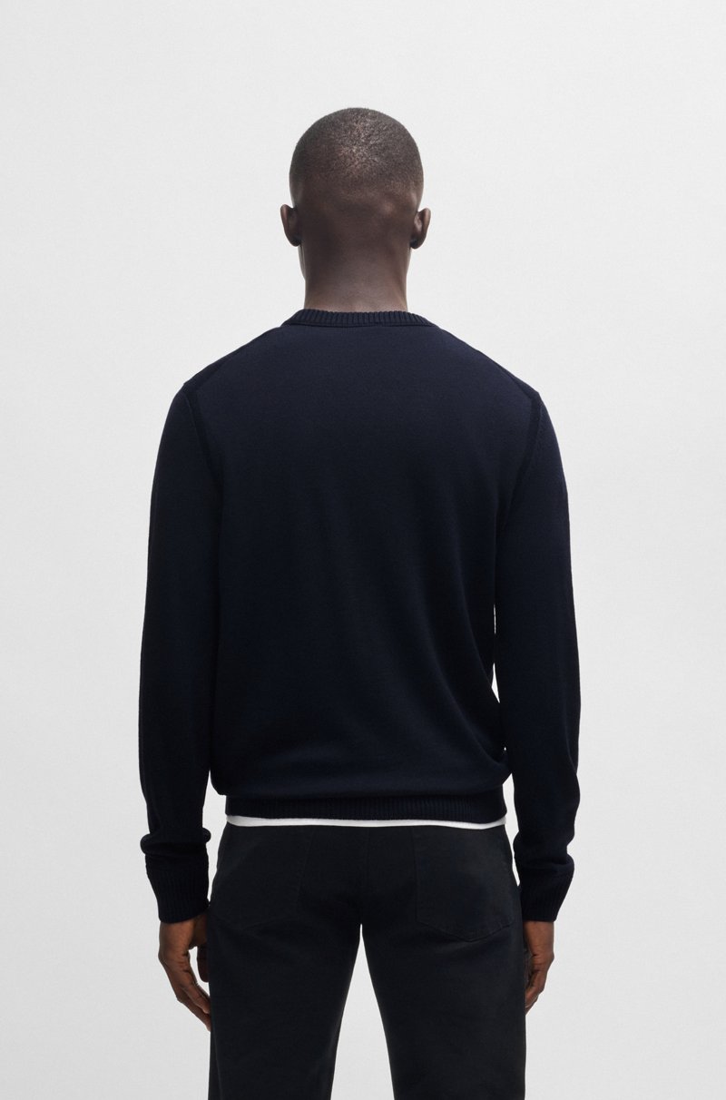 Hugo Boss Jersey Regular Fit De Mezcla De Lana Con Logo Bordado