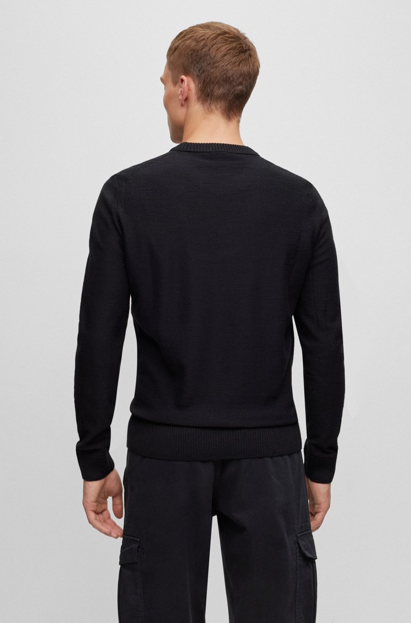 Hugo Boss Jersey Regular Fit De Mezcla De Lana Con Logo Bordado