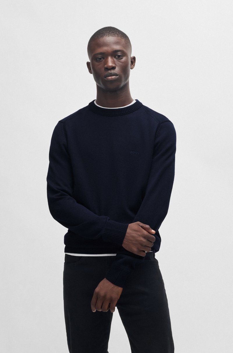 Hugo Boss Jersey regular fit de mezcla de lana con logo bordado