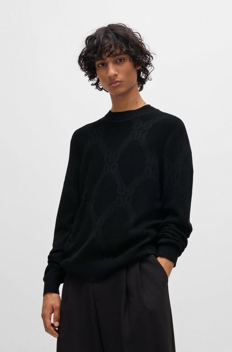 Hugo Boss Jersey regular fit de punto con motivo de cadena de la marca