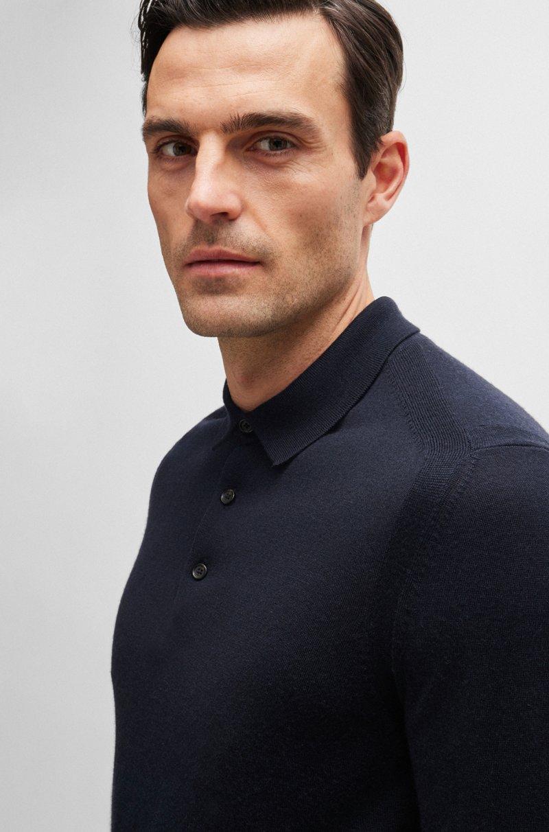 Hugo Boss Jersey Regular Fit Estilo Polo En Lana Seda Y Cashmere