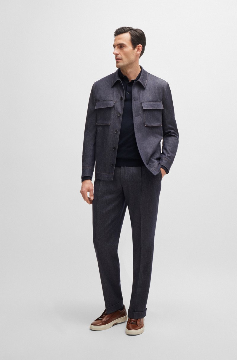 Hugo Boss Jersey Regular Fit Estilo Polo En Lana Seda Y Cashmere