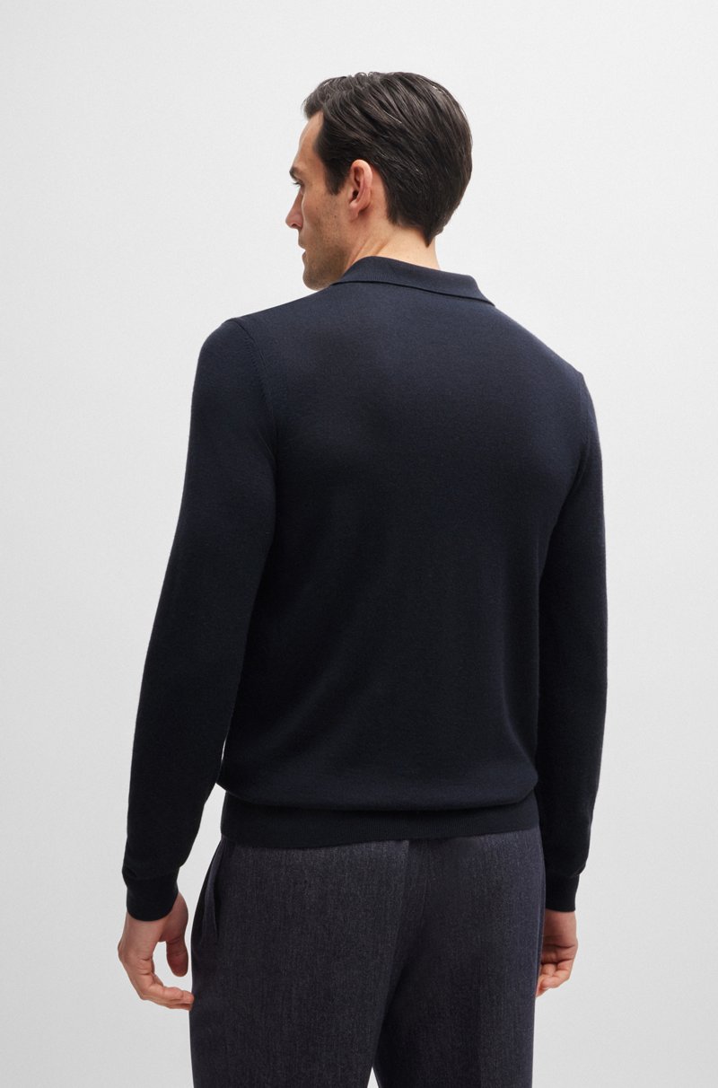 Hugo Boss Jersey Regular Fit Estilo Polo En Lana Seda Y Cashmere