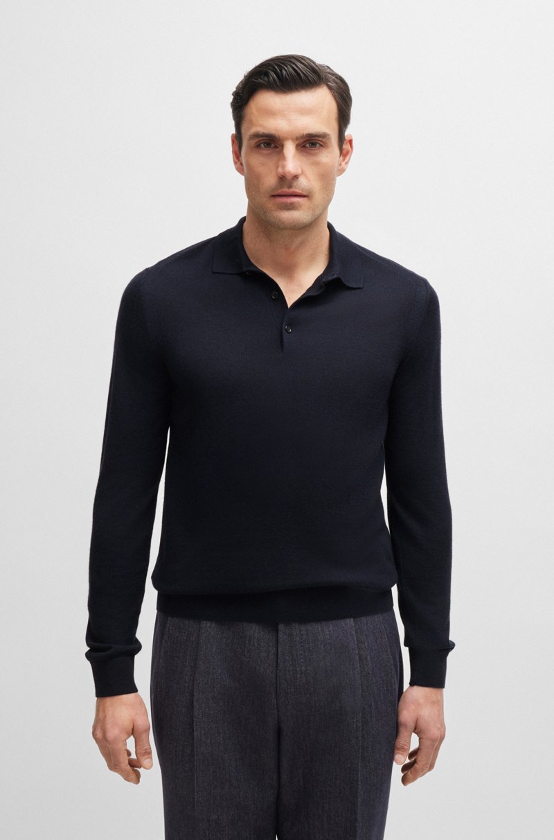 Hugo Boss Jersey regular fit estilo polo en lana seda y cashmere