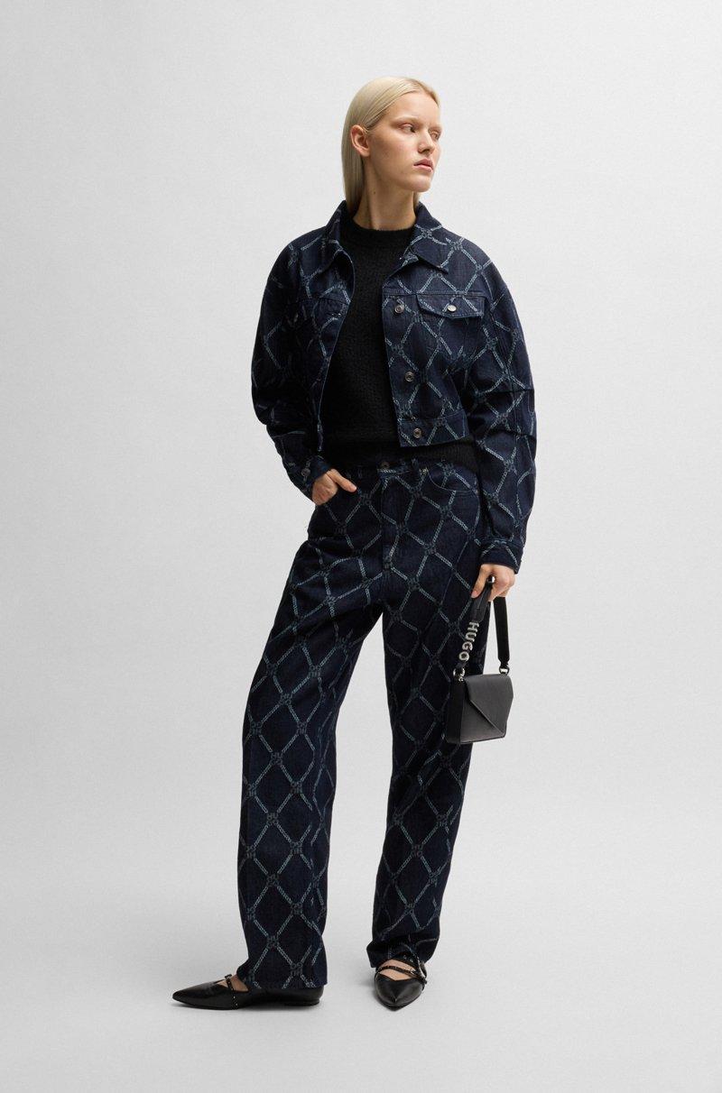 Hugo Boss Jersey Relaxed Fit Con Líneas De Eslabones De Punto