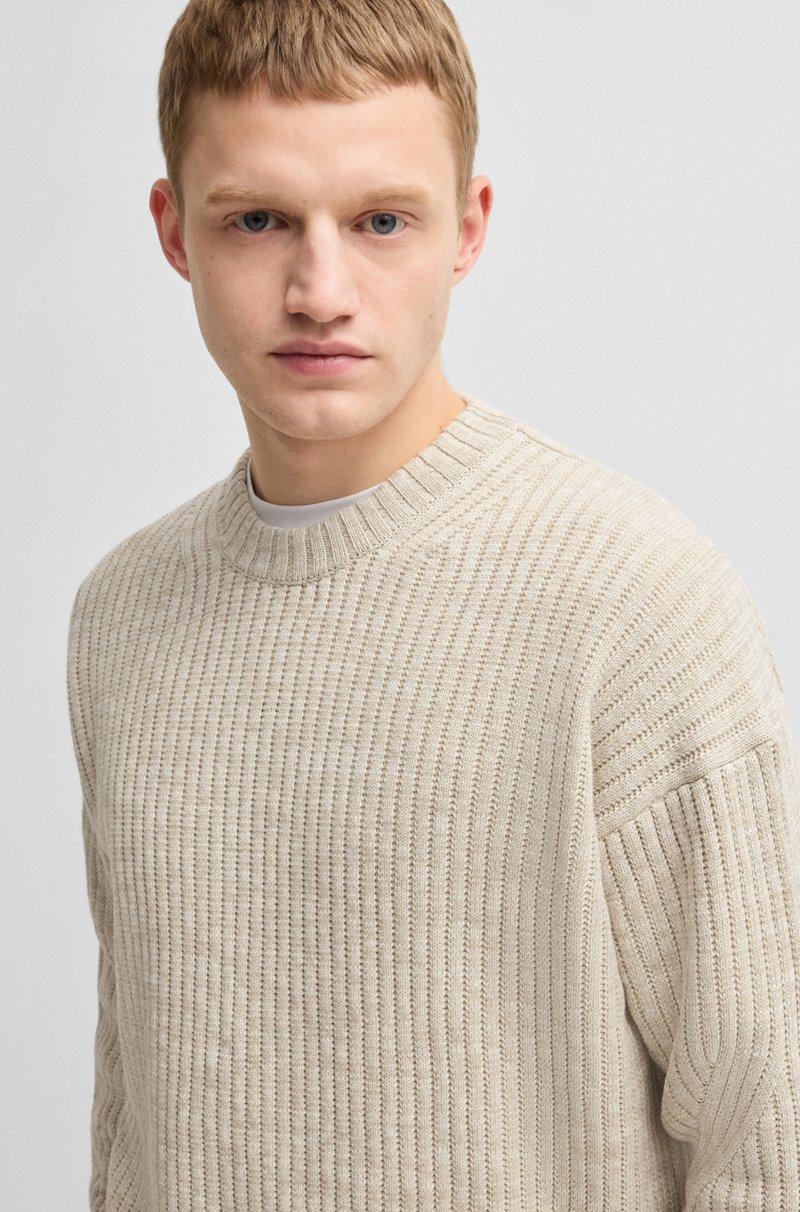 Hugo Boss Jersey Relaxed Fit De Algodón Mouliné Y Lino