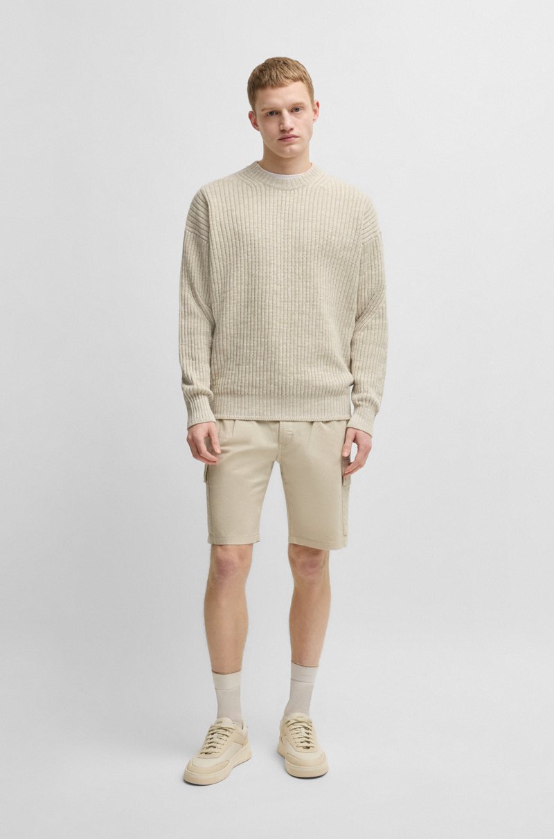 Hugo Boss Jersey Relaxed Fit De Algodón Mouliné Y Lino