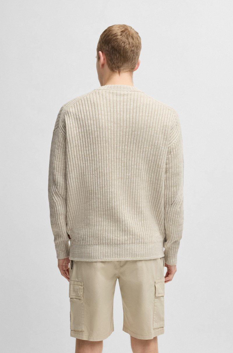 Hugo Boss Jersey Relaxed Fit De Algodón Mouliné Y Lino