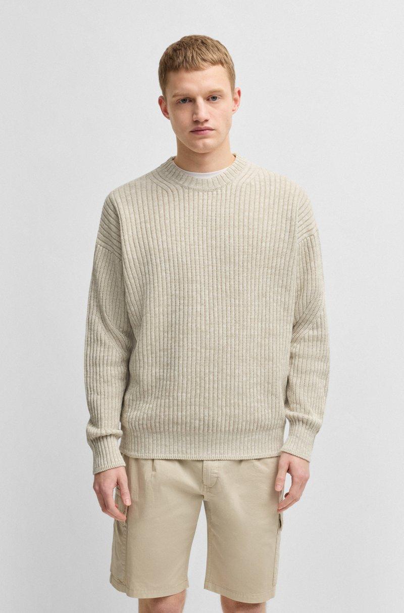 Hugo Boss Jersey relaxed fit de algodón mouliné y lino