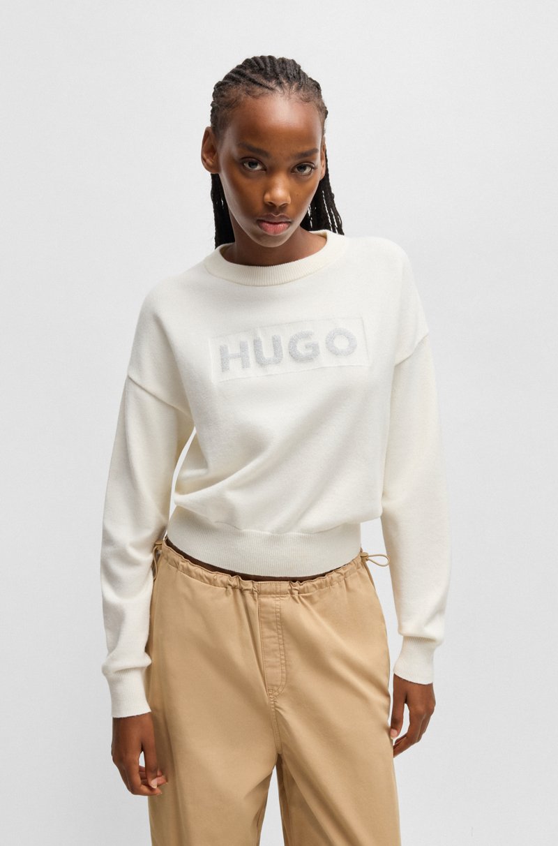 Hugo Boss Jersey relaxed fit de cuello redondo con logo brillante