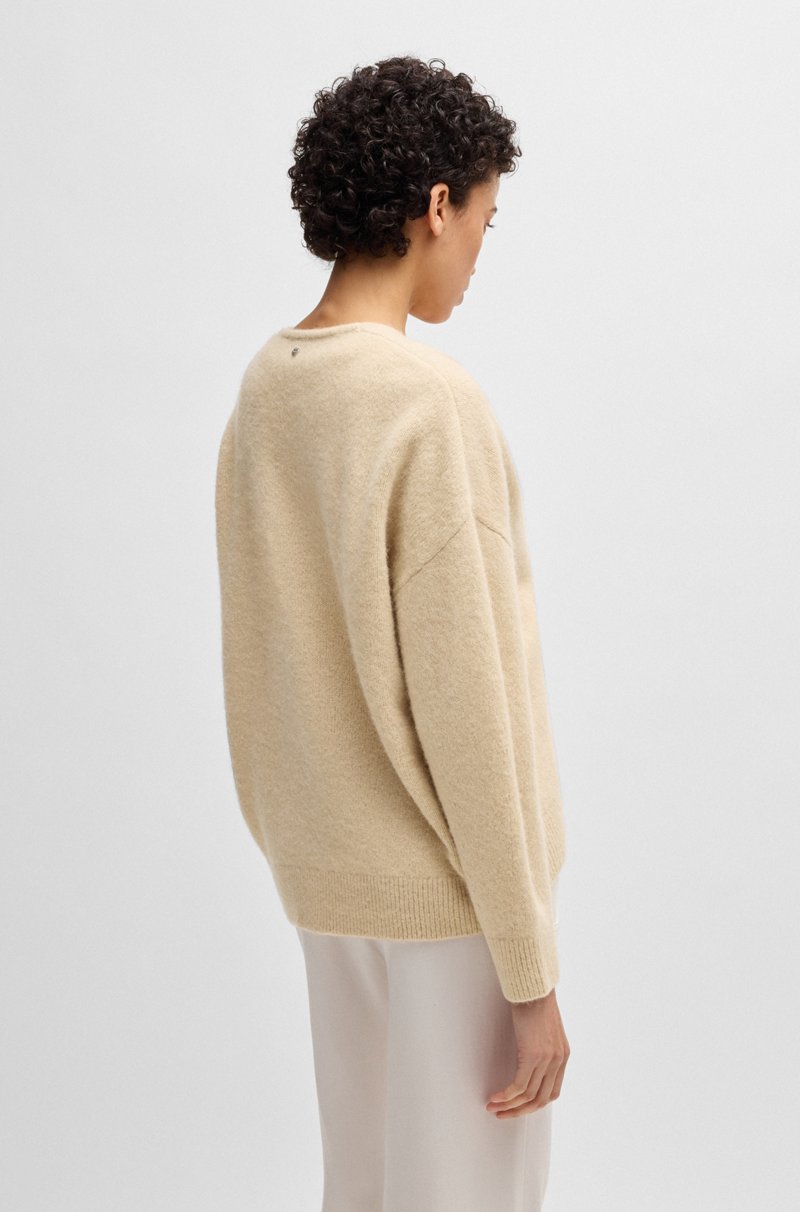 Hugo Boss Jersey Relaxed Fit De Mezcla De Lana Con Cuello En Pico