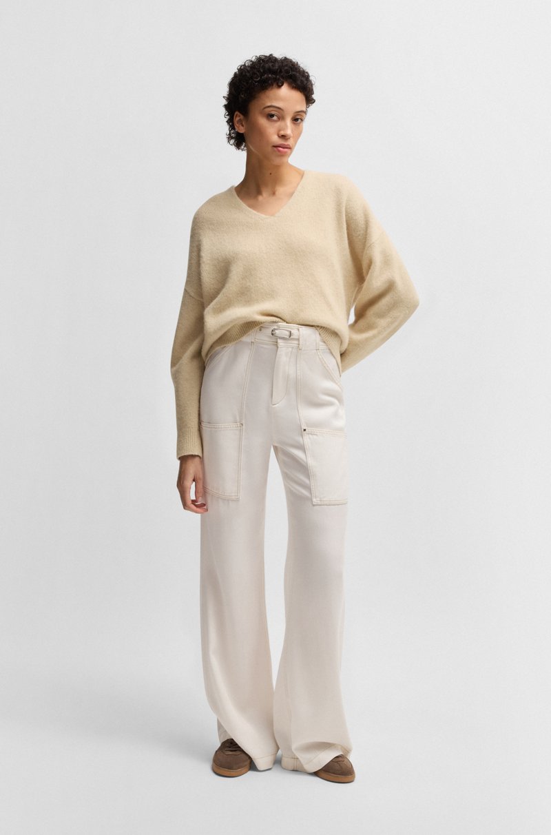 Hugo Boss Jersey Relaxed Fit De Mezcla De Lana Con Cuello En Pico