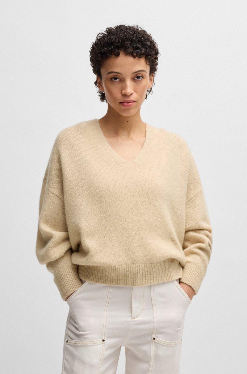 Hugo Boss Jersey relaxed fit de mezcla de lana con cuello en pico