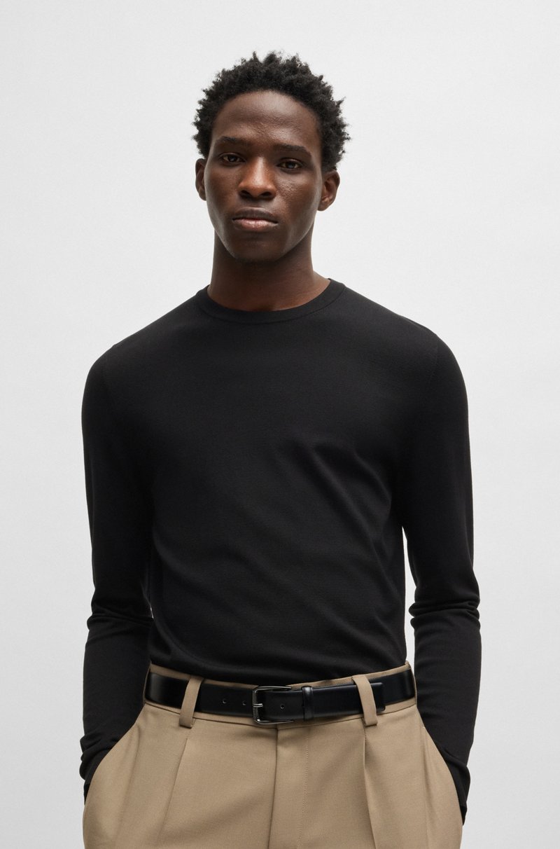 Hugo Boss Jersey slim fit con cuello redondo en hilos suaves