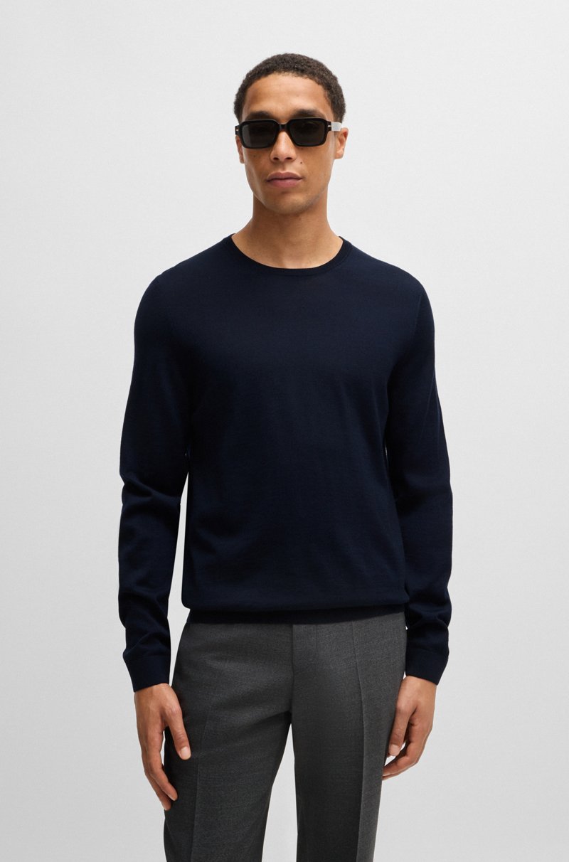 Hugo Boss Jersey slim fit de cuello redondo en lana merina