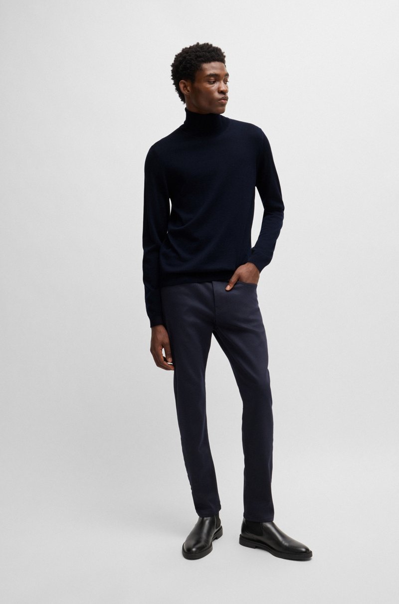 Hugo Boss Jersey Slim Fit De Cuello Vuelto En Lana Merina