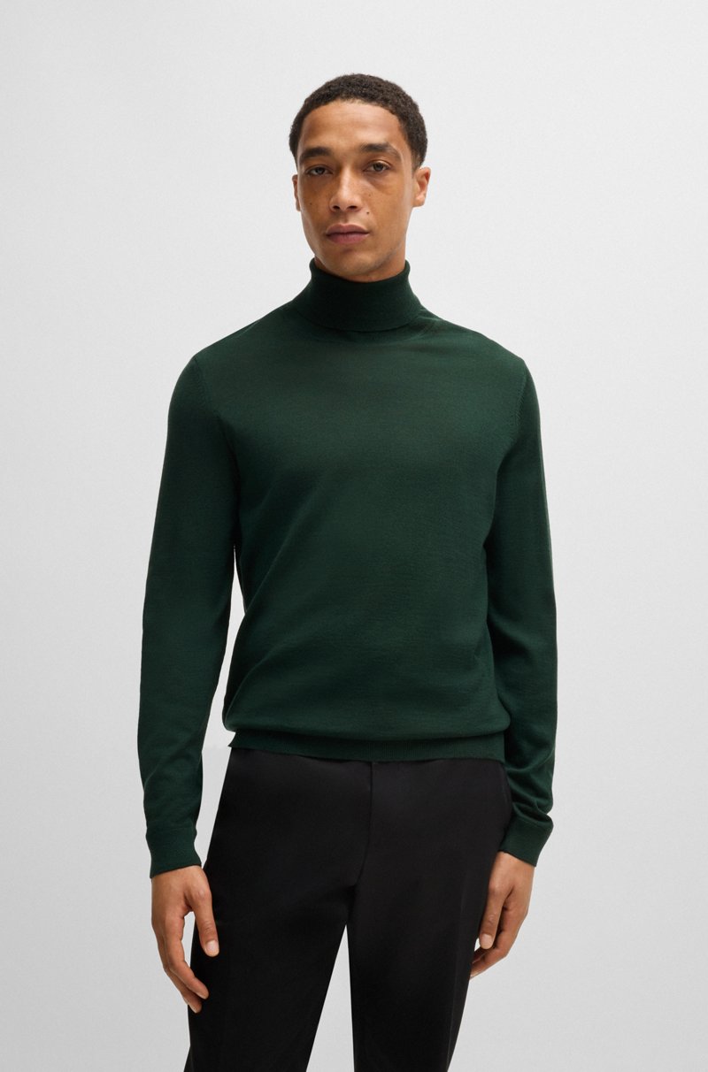 Hugo Boss Jersey slim fit de cuello vuelto en lana merina