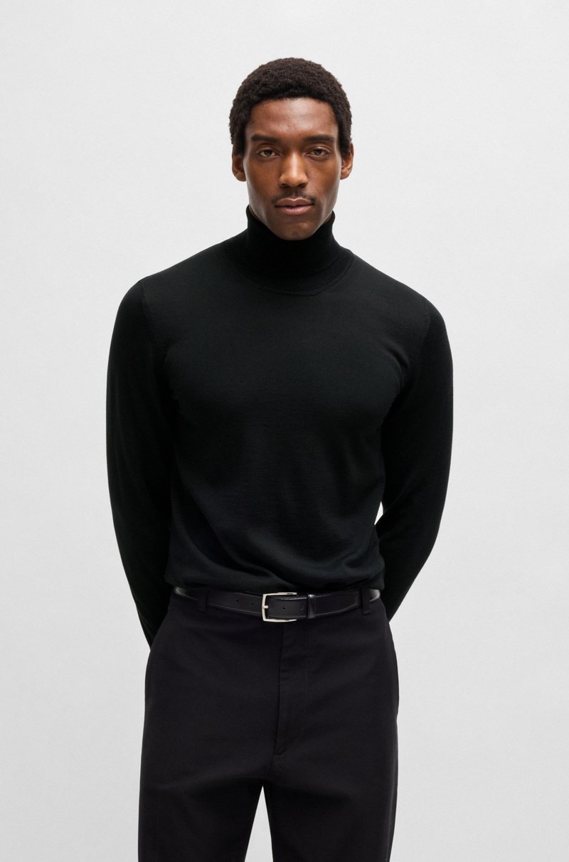 Hugo Boss Jersey slim fit de cuello vuelto en lana merina