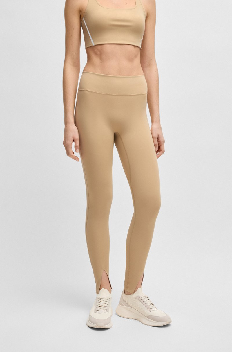 Hugo Boss Leggings activos en tejido interlock elástico con aberturas en los bajos