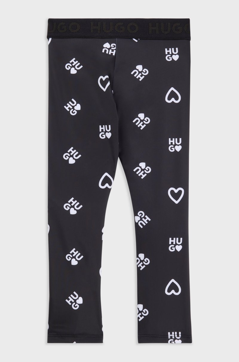 Hugo Boss Leggings Elásticos Para Niños Con Corazones Y Logos Estampados