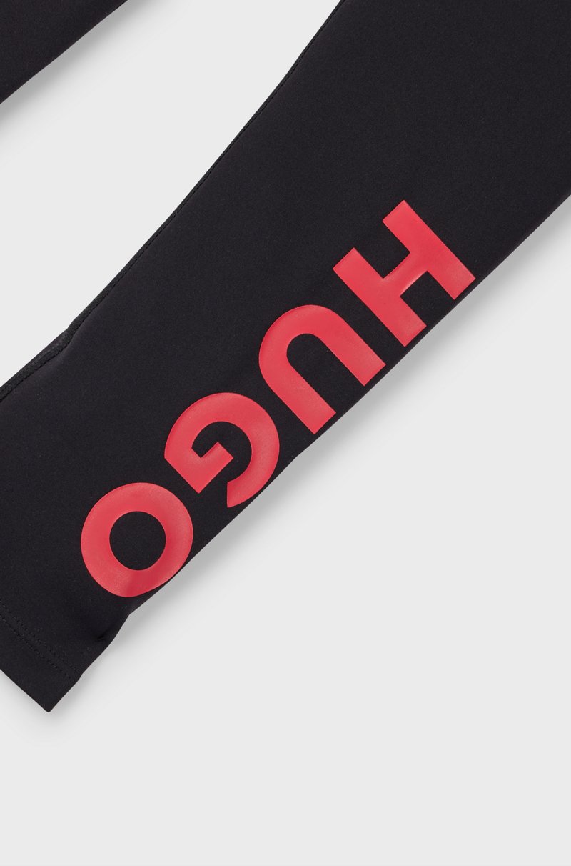 Hugo Boss Leggings Para Niños De Tejido Elástico Con Logo Vertical Estampado