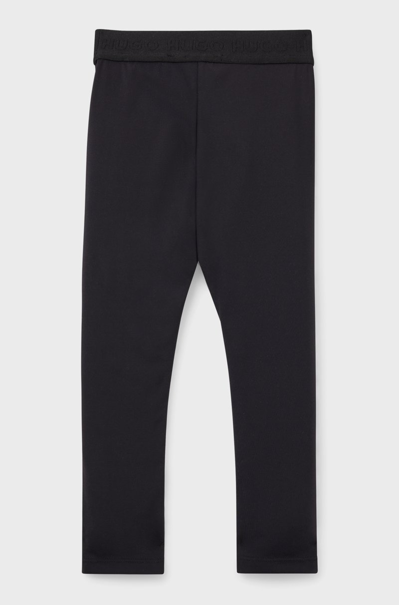 Hugo Boss Leggings Para Niños De Tejido Elástico Con Logo Vertical Estampado