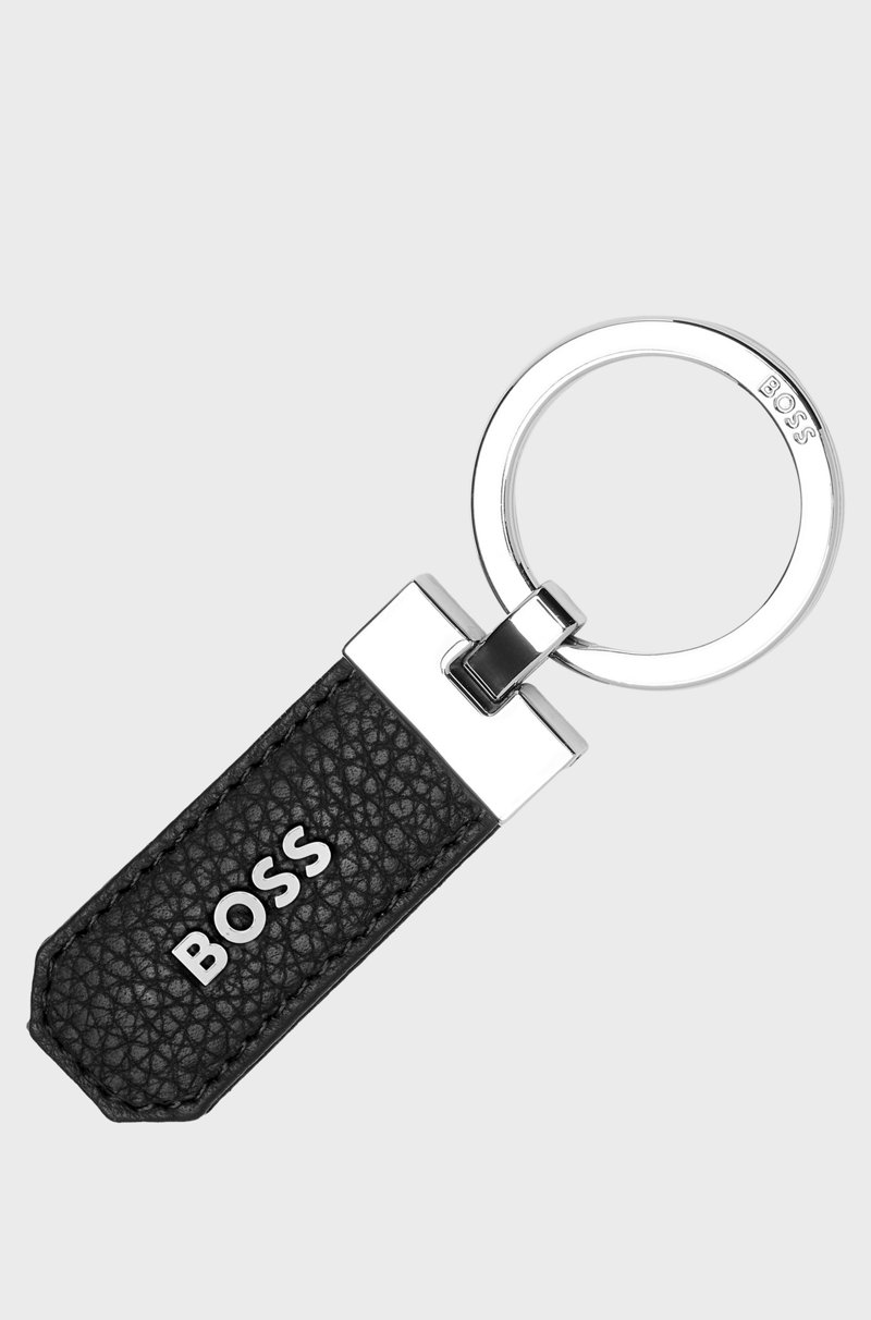 Hugo Boss Llavero con logo de piel granulada y latón