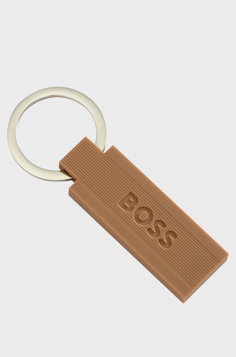 Hugo Boss Llavero Con Logo En Silicona De Color Cámel Y Latón