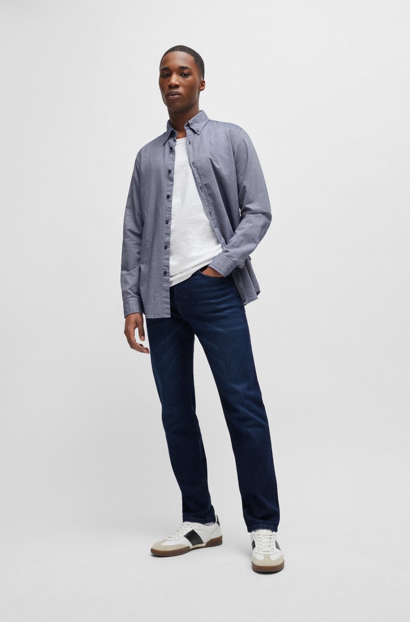 Hugo Boss Maine Vaqueros Regular Fit En Cómodo Denim Elástico Azul Oscuro