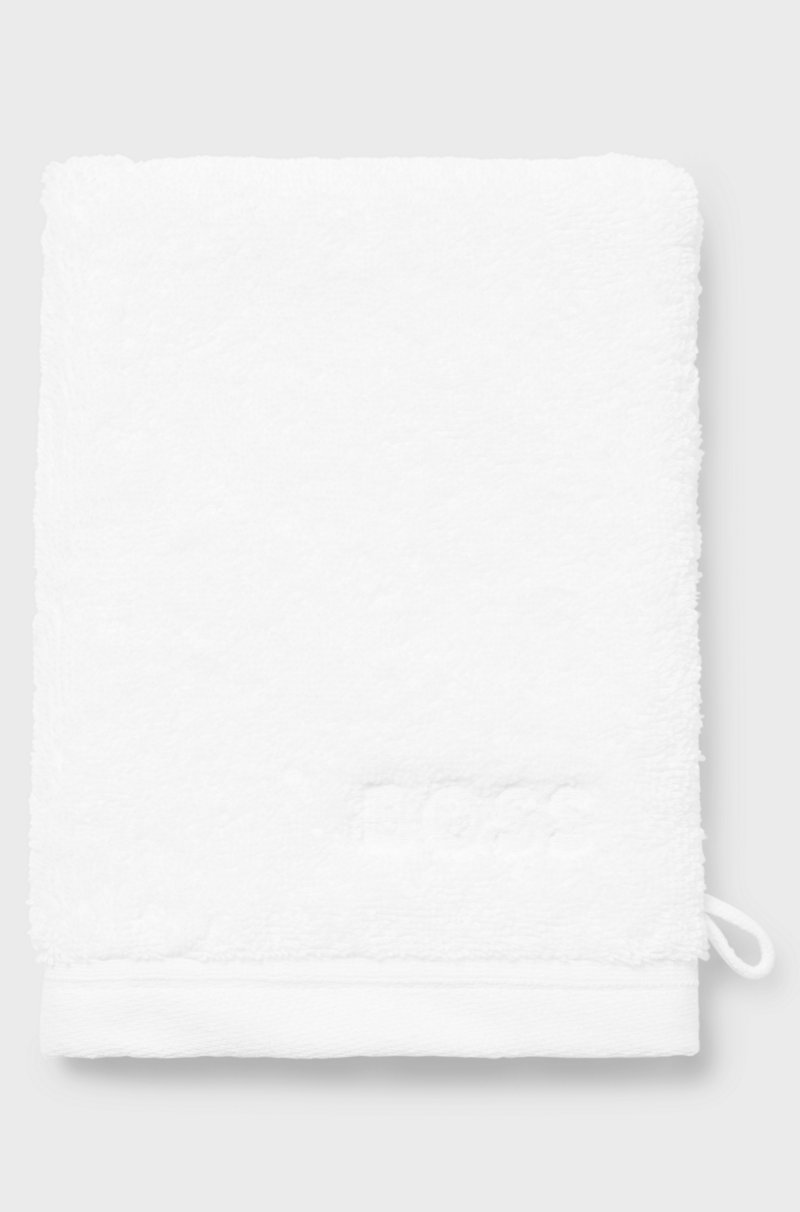 Hugo Boss Manopla de baño en algodón del Egeo con logo bordado