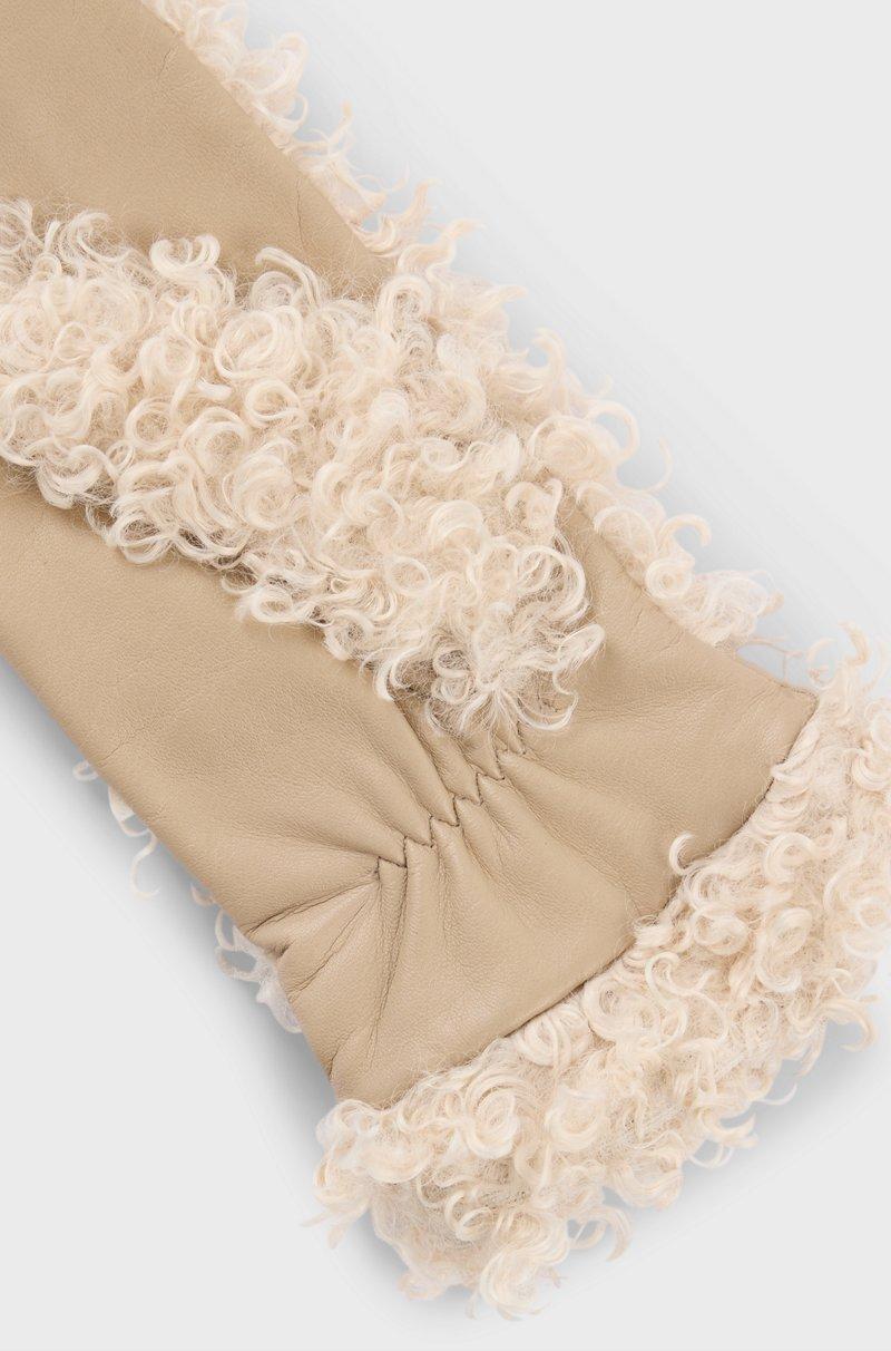 Hugo Boss Manoplas De Peluche Sintético Con Paneles De Piel