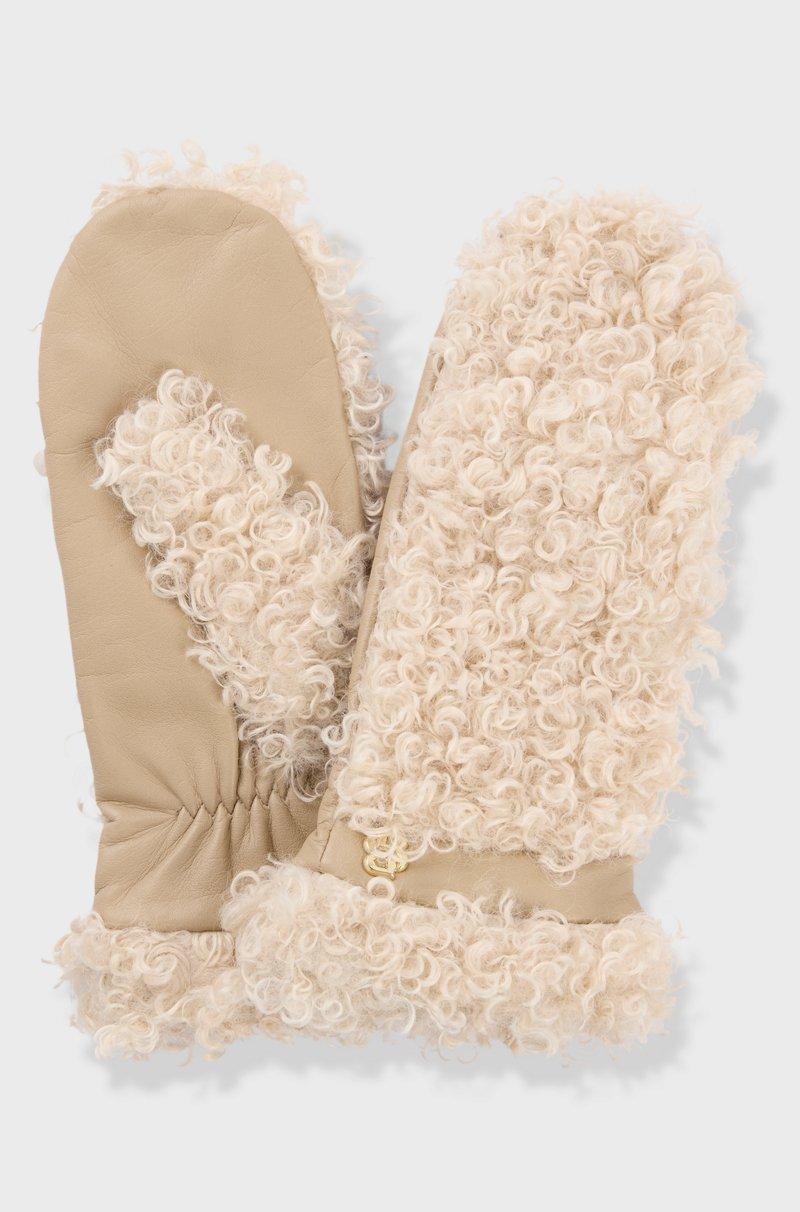 Hugo Boss Manoplas de peluche sintético con paneles de piel