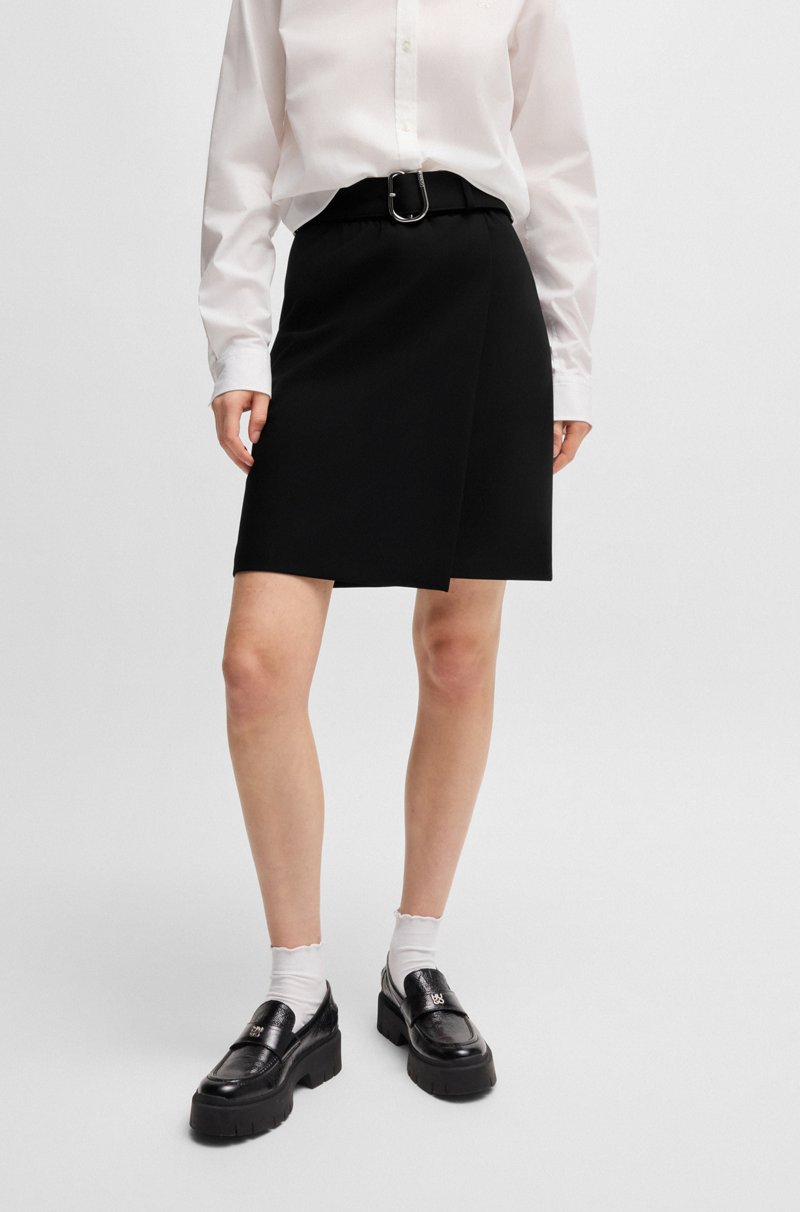 Hugo Boss Minifalda con cinturón y parte delantera cruzada
