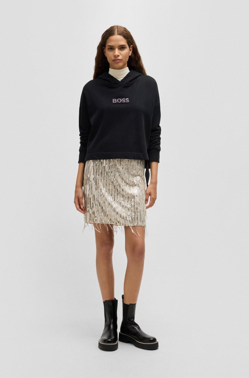 Hugo Boss Minifalda Con Flecos De Lentejuelas Y Cremallera Oculta