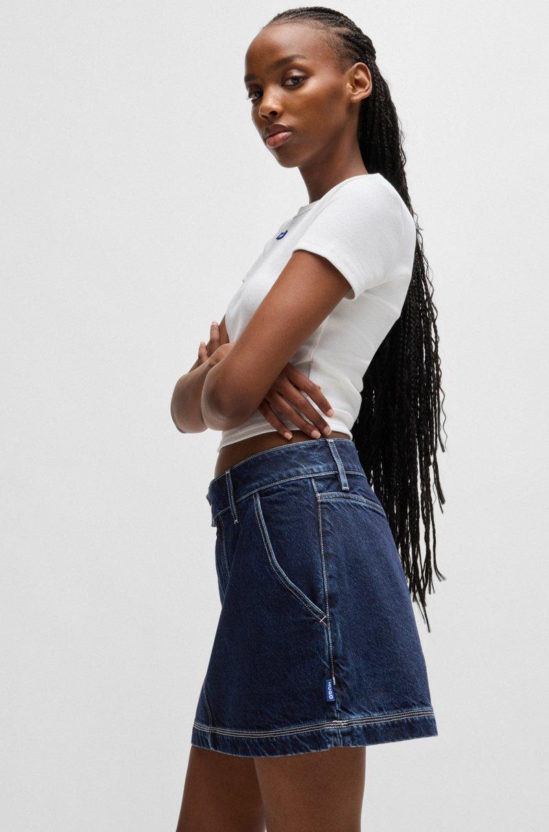 Hugo Boss Minifalda De Denim Con Costuras En Contraste