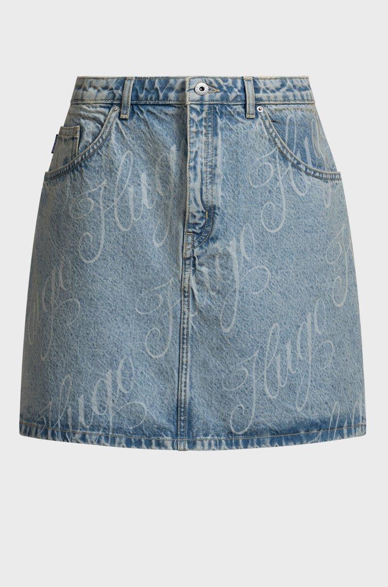Hugo Boss Minifalda de denim rígido con logo estampado