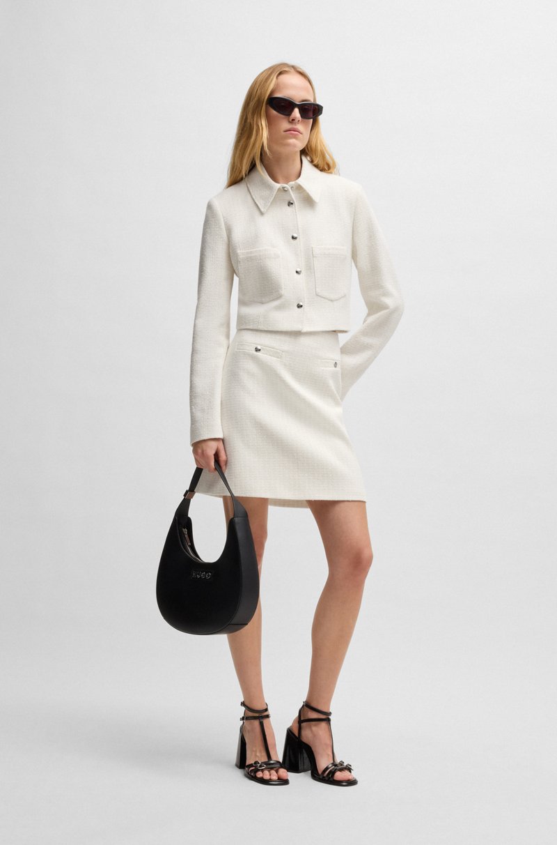 Hugo Boss Minifalda En Bouclé De Algodón Con Detalle De Bolsillo