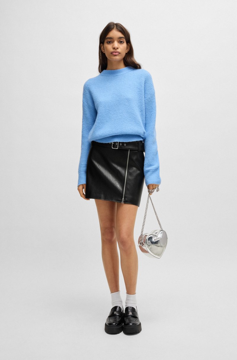 Hugo Boss Minifalda Regular Fit De Piel Sintética Con Cinturón