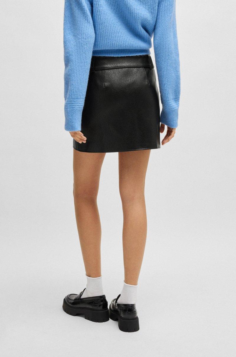 Hugo Boss Minifalda Regular Fit De Piel Sintética Con Cinturón