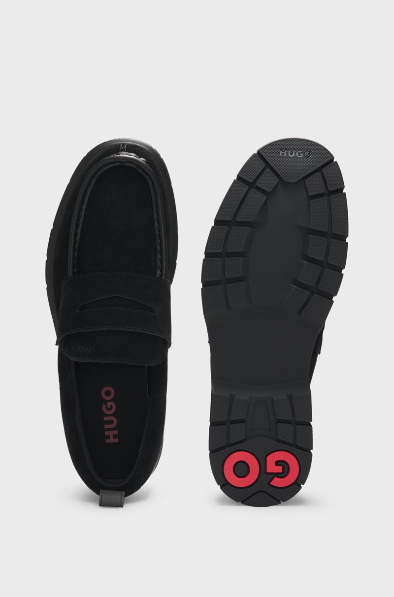 Hugo Boss Mocasines De Ante Con Apliques De Piel Sintética